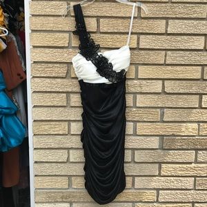 Black and White One Shoulder Dress